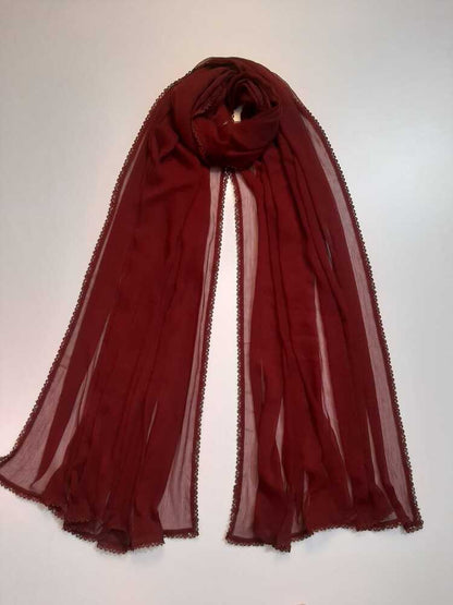 Colored chiffon dupatta With 4 Sided Lace - ZD739