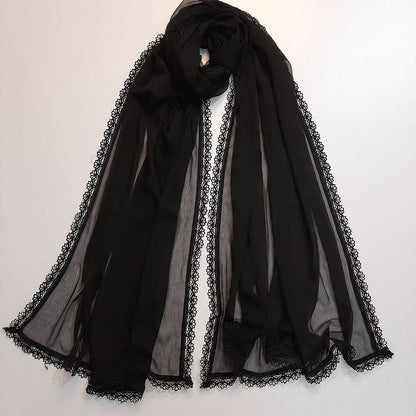 Chiffon Dupatta With 4 Sided Lace – Black