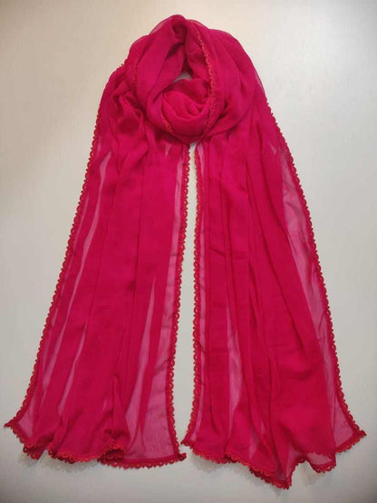 Colored chiffon dupatta With 4 Sided Lace - ZD739