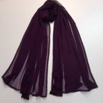 Colored chiffon dupatta With 4 Sided Lace - ZD739