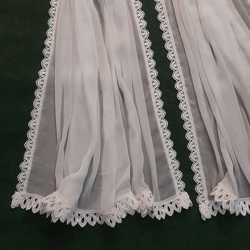 Chiffon Dupatta With 4 Sided Lace - White