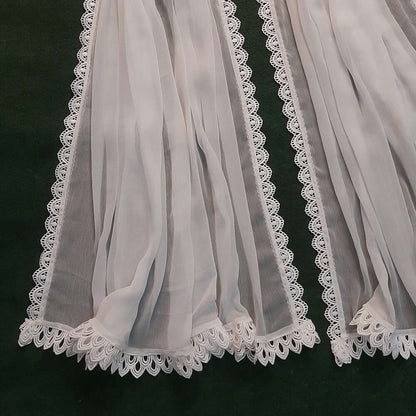 Chiffon Dupatta With 4 Sided Lace - White