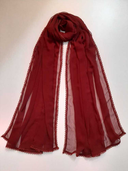 Colored chiffon dupatta With 4 Sided Lace - ZD739