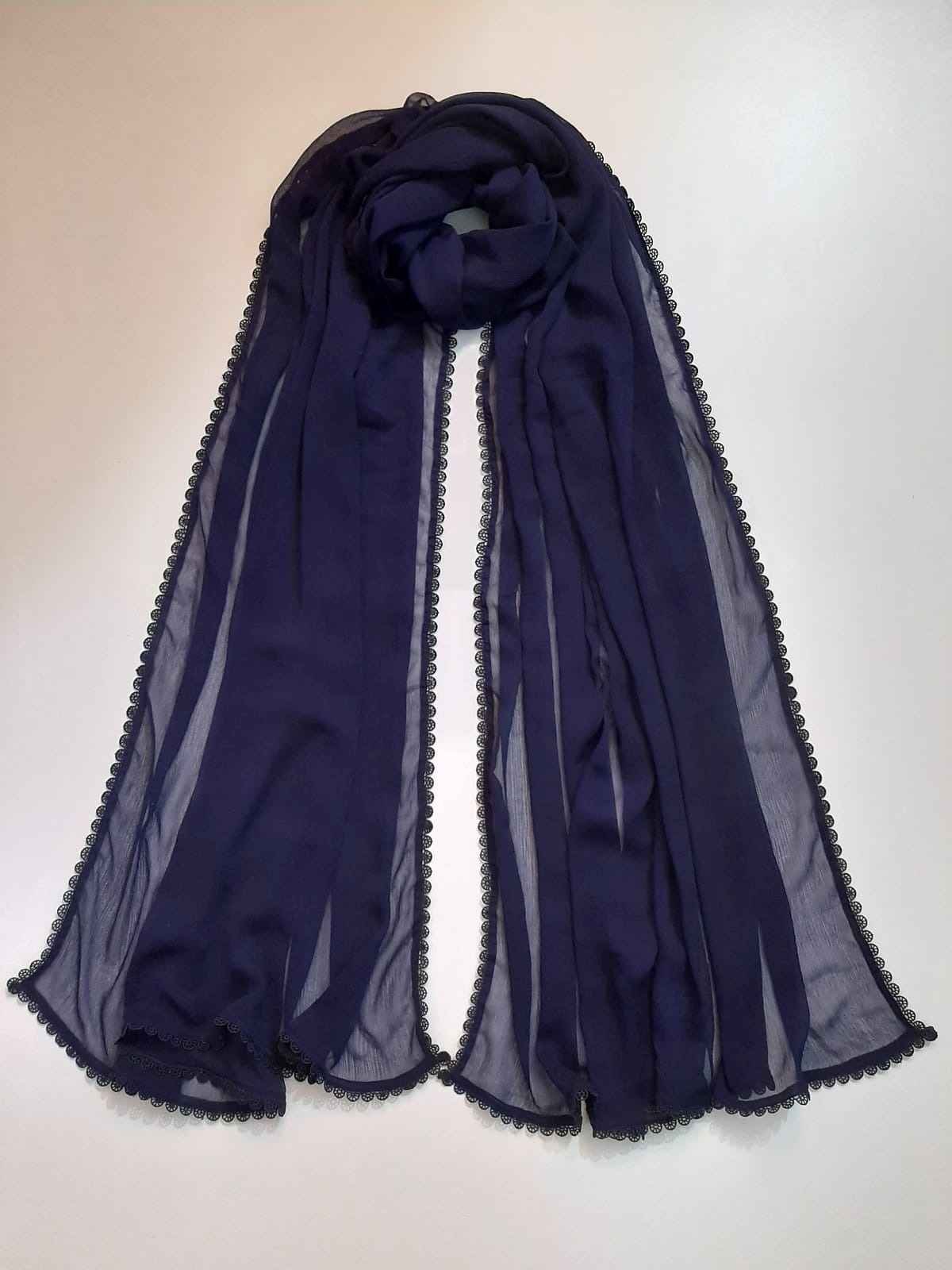 Colored chiffon dupatta With 4 Sided Lace - ZD739