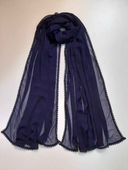 Colored chiffon dupatta With 4 Sided Lace - ZD739