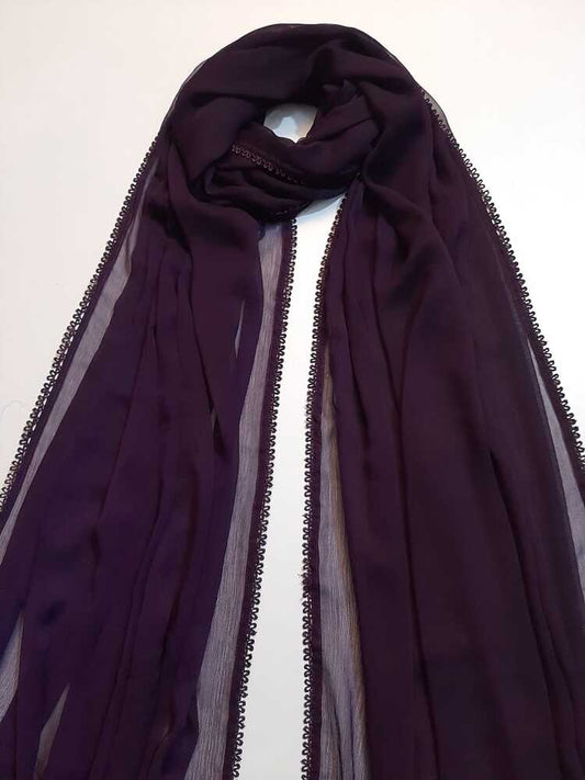 Chiffon dupatta With 4 Sided Lace - Purple - ZD808
