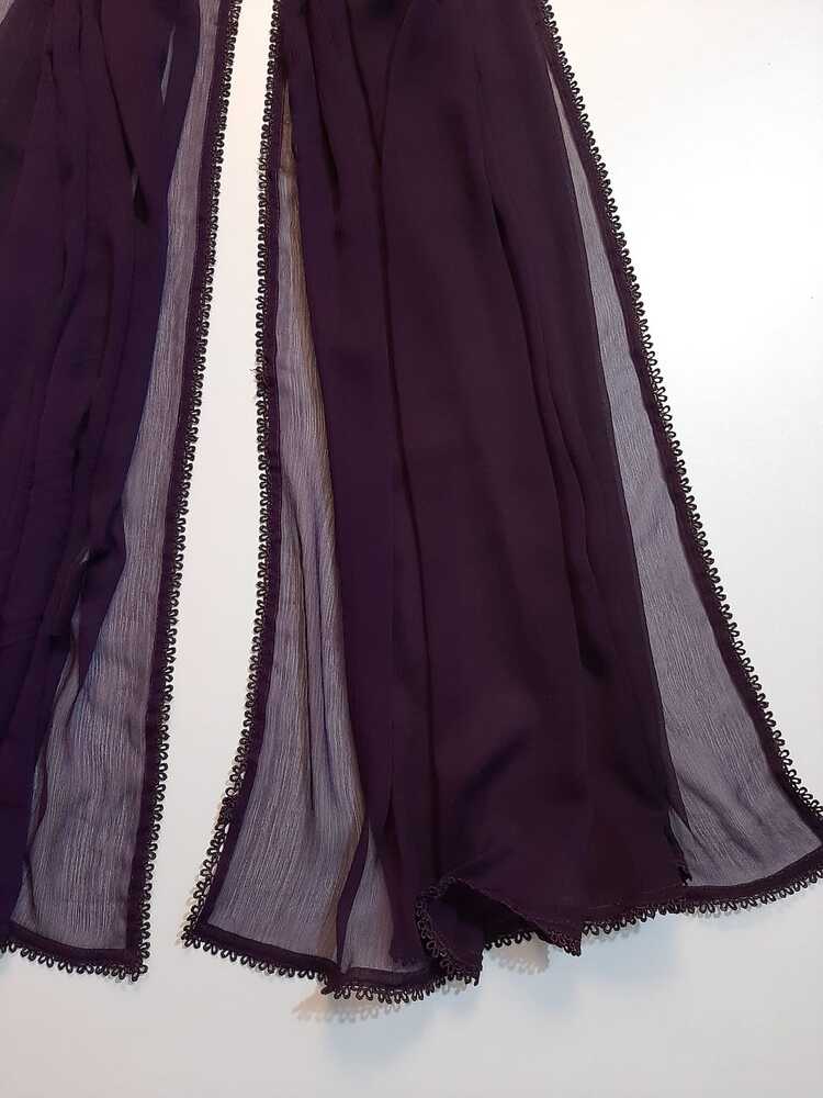 Chiffon dupatta With 4 Sided Lace - Purple - ZD808
