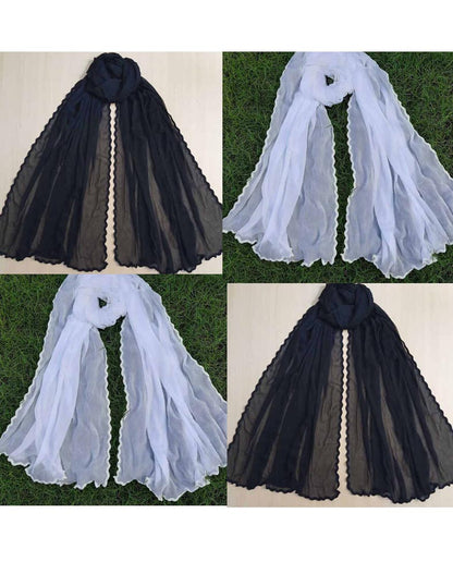 Chiffon Dupatta With 4 Sided Waves Thread Work - BGD01