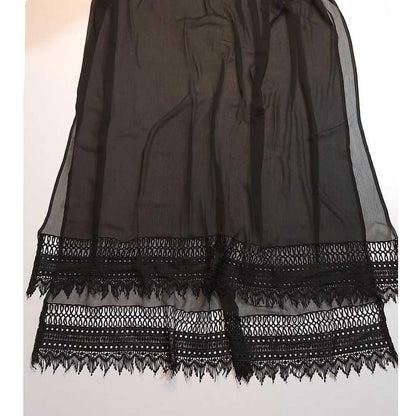 Chiffon Dupatta With Bottom Lace - Black