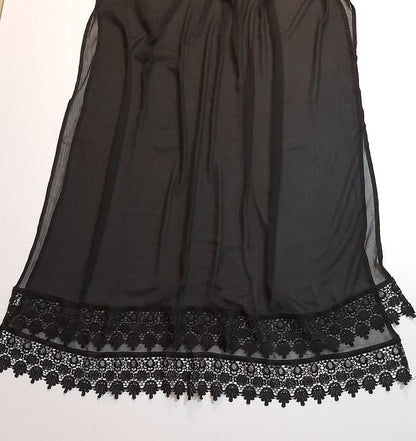 Chiffon Dupatta With Bottom Lace - Black