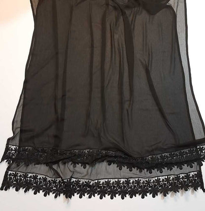 Chiffon Dupatta With Bottom Lace - Black