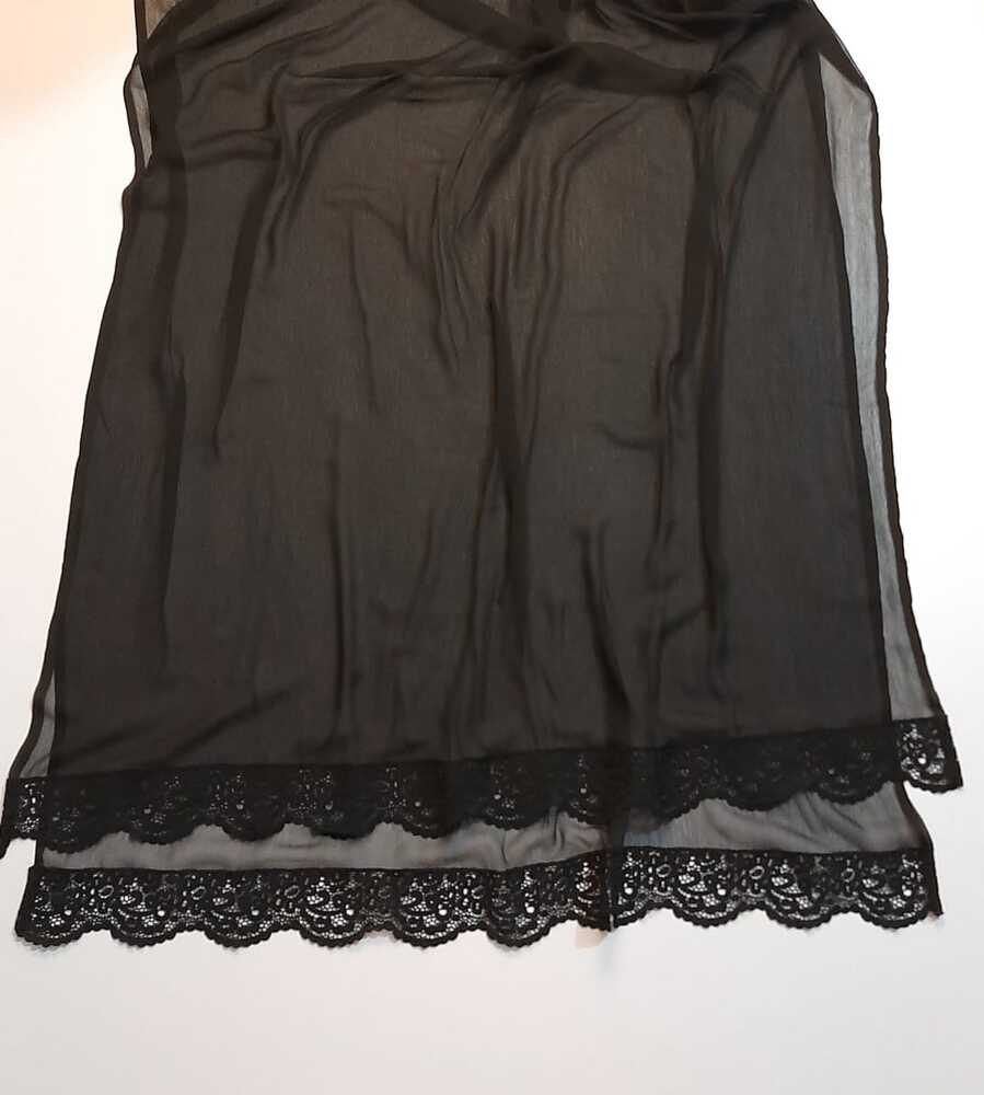 Chiffon Dupatta With Bottom Lace - Black