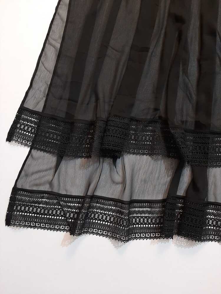 Chiffon Dupatta With Bottom Lace - Black - ZD850