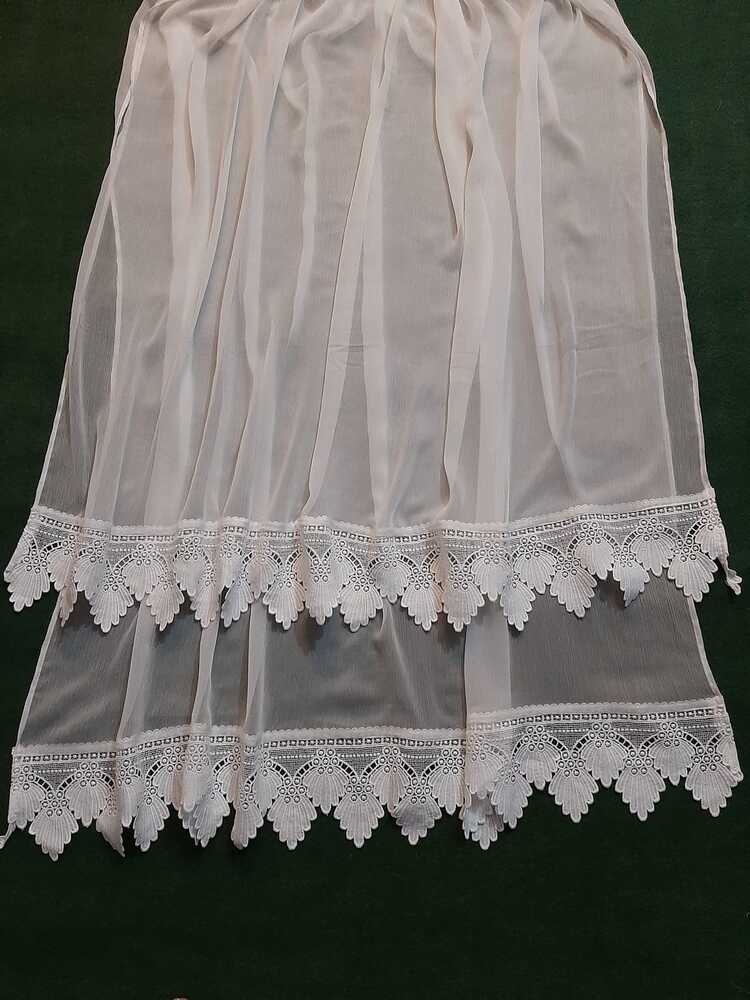 Chiffon Dupatta With Bottom Lace - White - ZD1112
