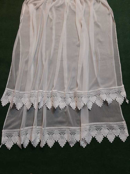 Chiffon Dupatta With Bottom Lace - White - ZD1112