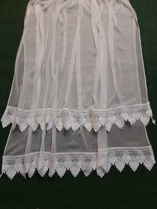 Chiffon Dupatta With Bottom Lace - White - ZD1112