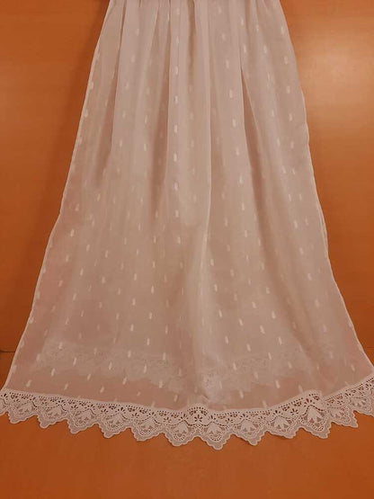 Brochia Lawn Dupatta With Bottom Lace - White - ZD805