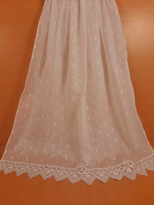 Brochia Lawn Dupatta With Bottom Lace - White - ZD805