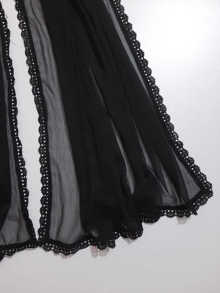 Chiffon Dupatta With 4 Sided Lace – Black