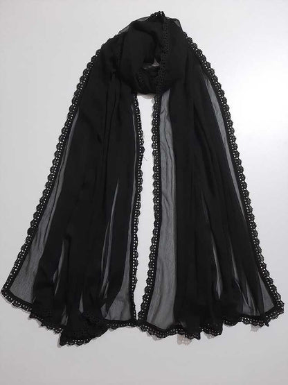 Chiffon Dupatta With 4 Sided Lace – Black