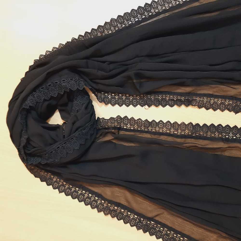 Chiffon Dupatta With 4 Sided Lace – Black