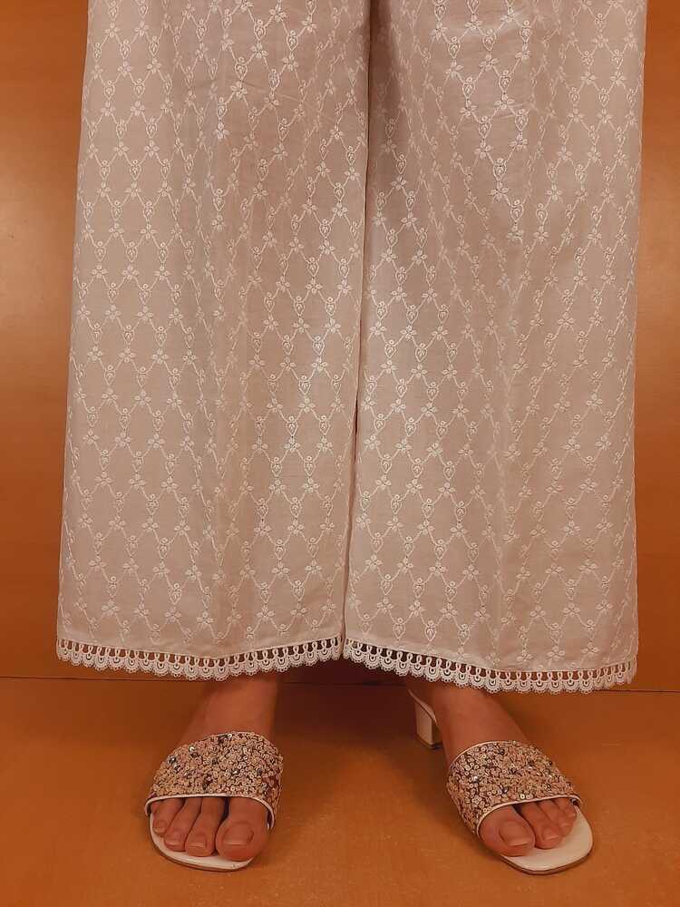 Chikankari Palazzo - White - ZT231