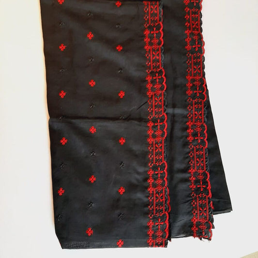 chikankari embroided black lawn shawl chaddar