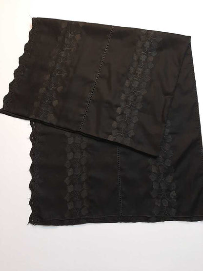 Chikankari Embroided Lawn Shawl - Black