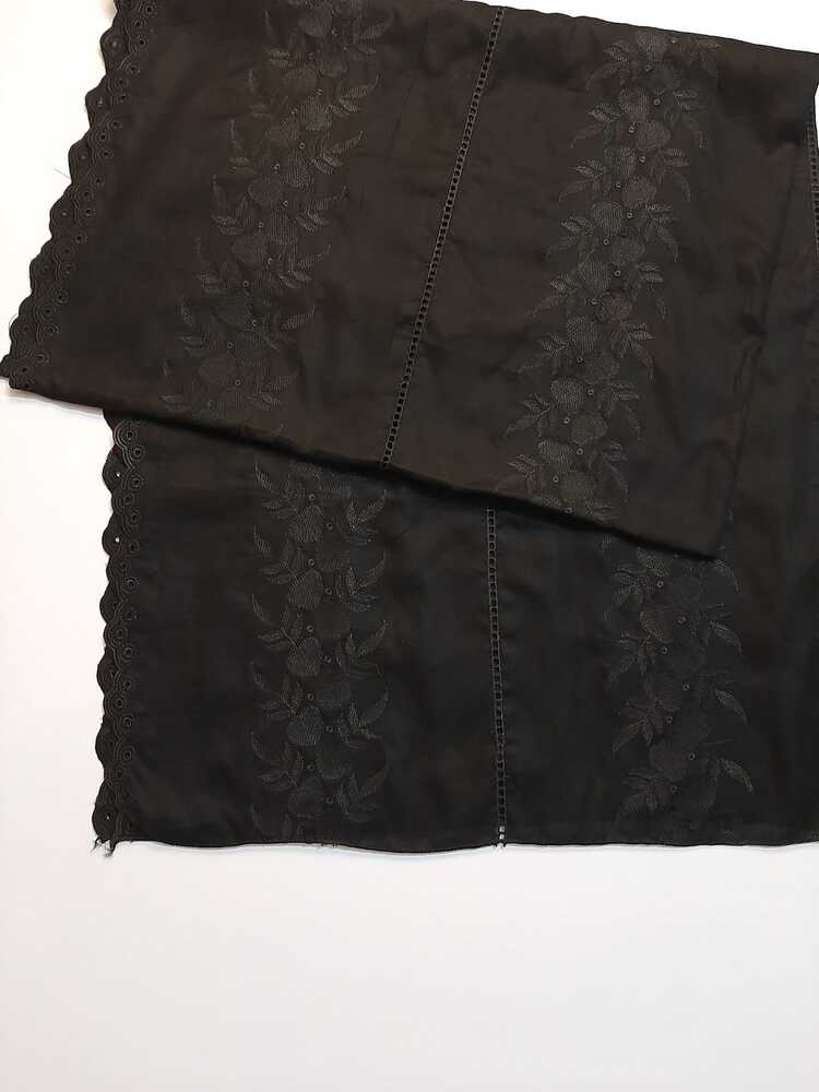 Chikankari Embroided Lawn Shawl - Black