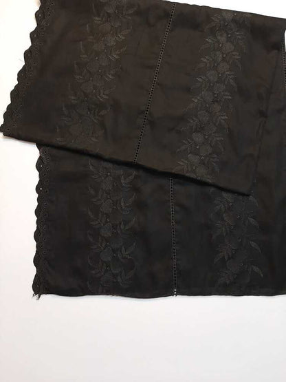 Chikankari Embroided Lawn Shawl - Black