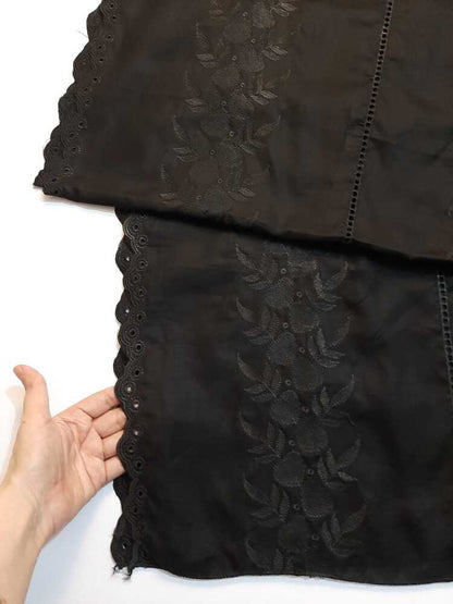 Chikankari Embroided Lawn Shawl - Black