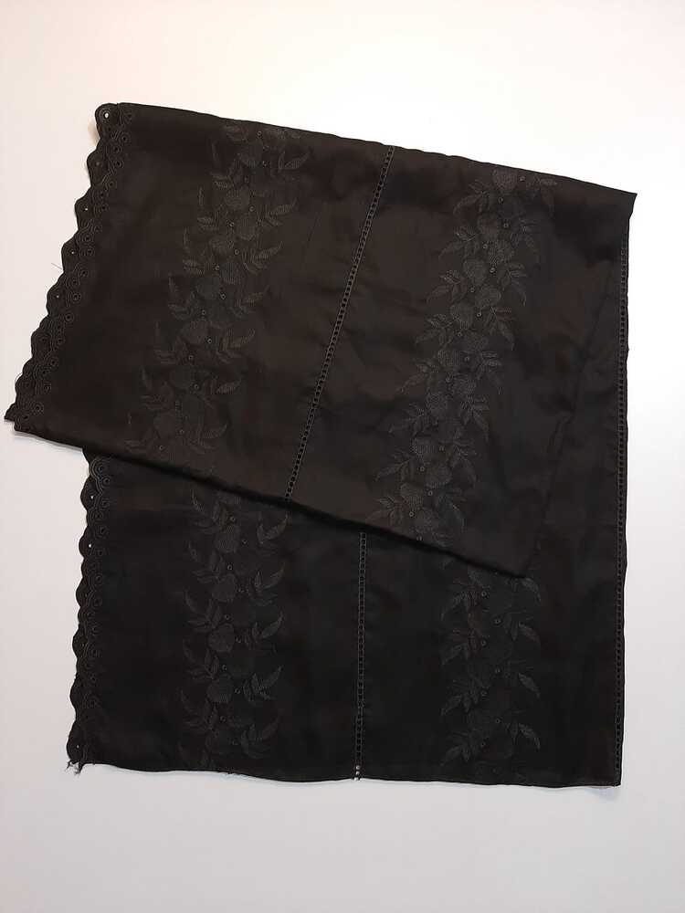 Chikankari Embroided Lawn Shawl - Black