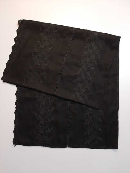 Chikankari Embroided Lawn Shawl - Black