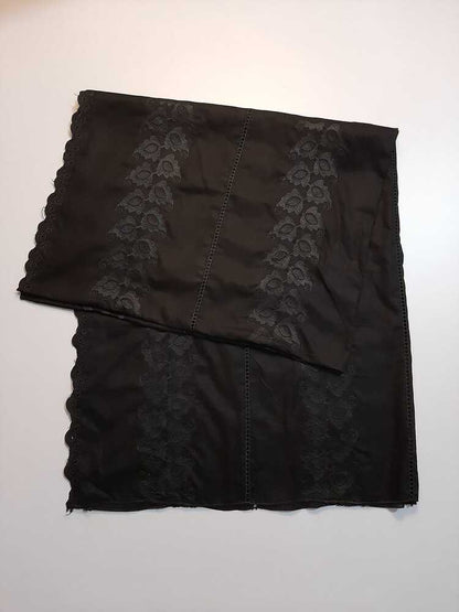 Chikankari Embroided Lawn Shawl - Black