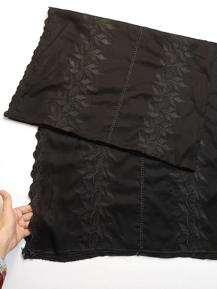 Chikankari Embroided Lawn Shawl - Black
