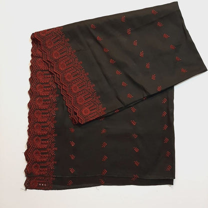 Chikankari Embroided Lawn Shawl - Black - SH13