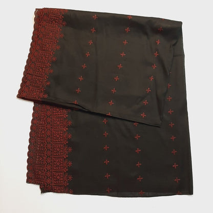 Chikankari Embroided Lawn Shawl - Black - SH13