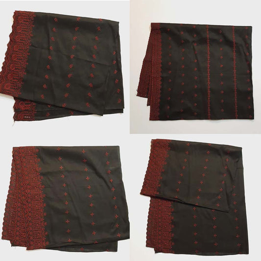 Chikankari Embroided Lawn Shawl - Black - SH13