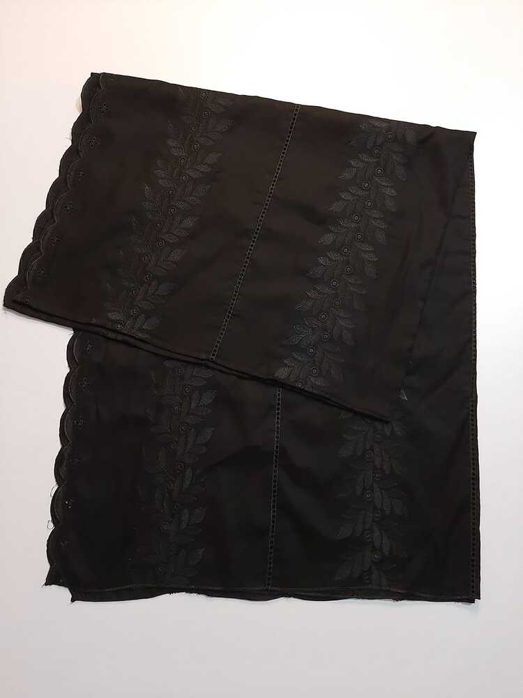 Chikankari Embroided Lawn Shawl - Black