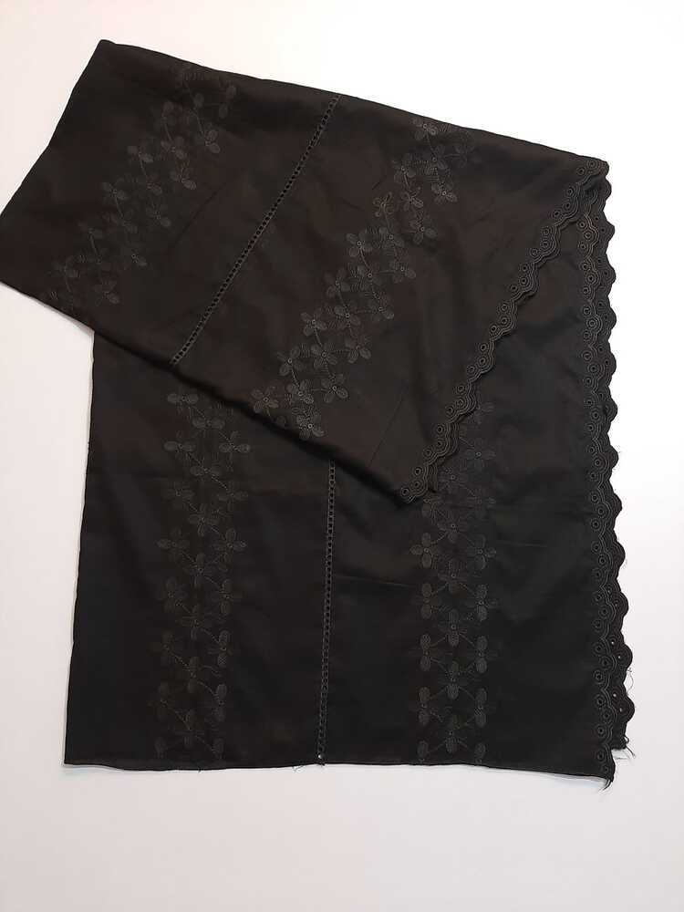 Chikankari Embroided Lawn Shawl - Black