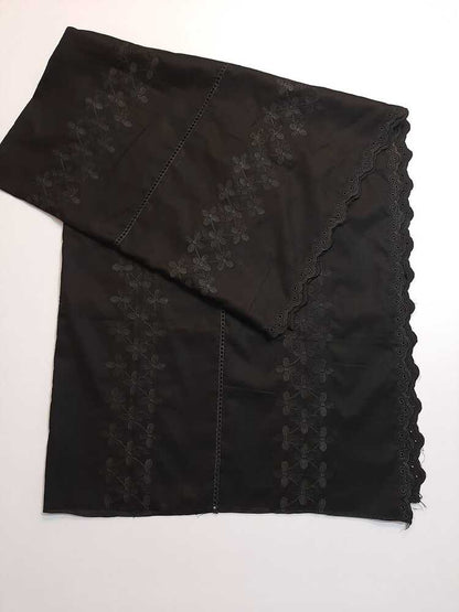 Chikankari Embroided Lawn Shawl - Black