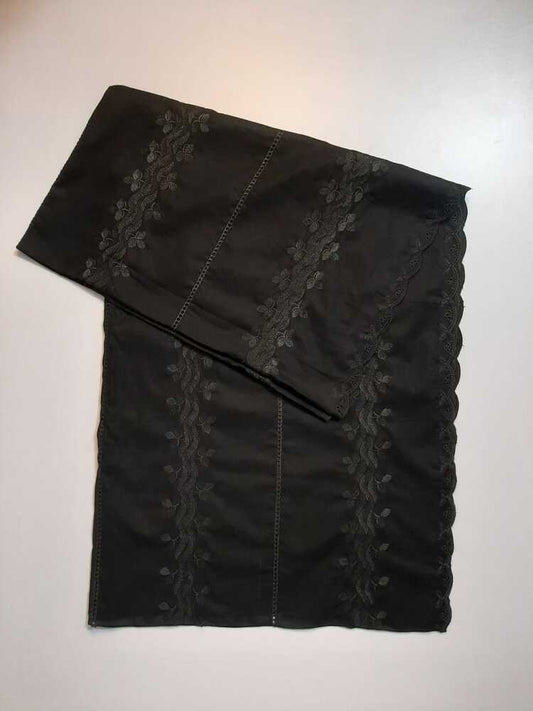 Chikankari Embroided Lawn Shawl - Black