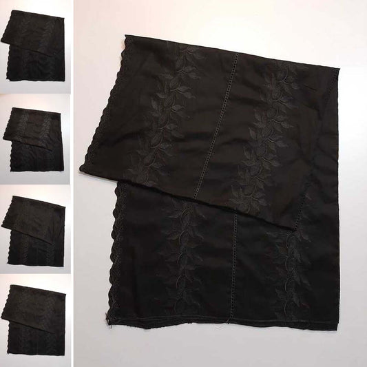 Chikankari Embroided Lawn Shawl - Black