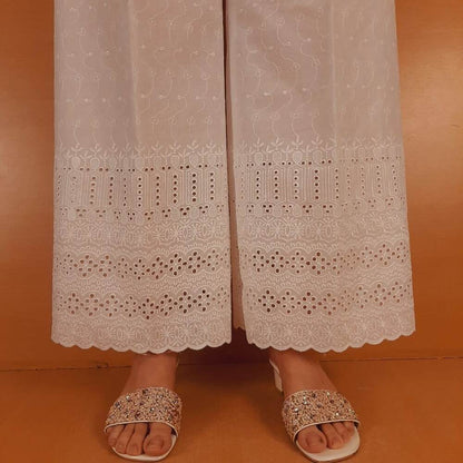 Chikankari Palazzo - White - ZT300