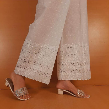 Chikankari Palazzo - White - ZT300