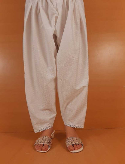 Chikankari Shalwar - White - ZSL15