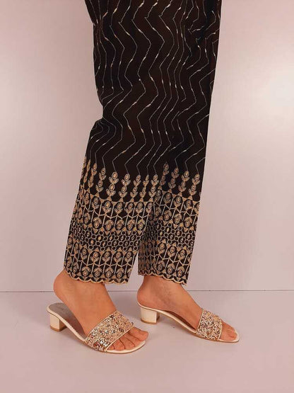 Chikankari Trouser - Black – ZT05