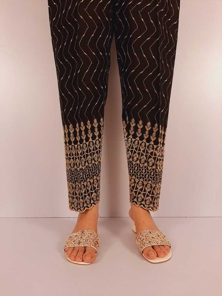 Chikankari Trouser - Black – ZT05