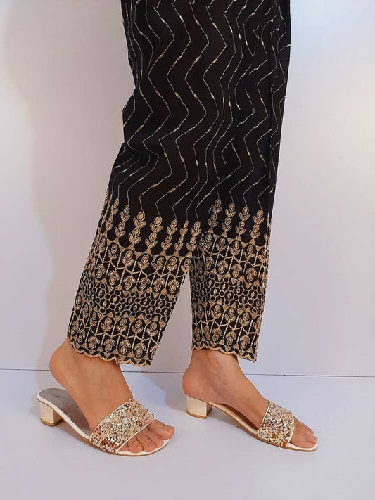 Chikankari Trouser - Black – ZT05