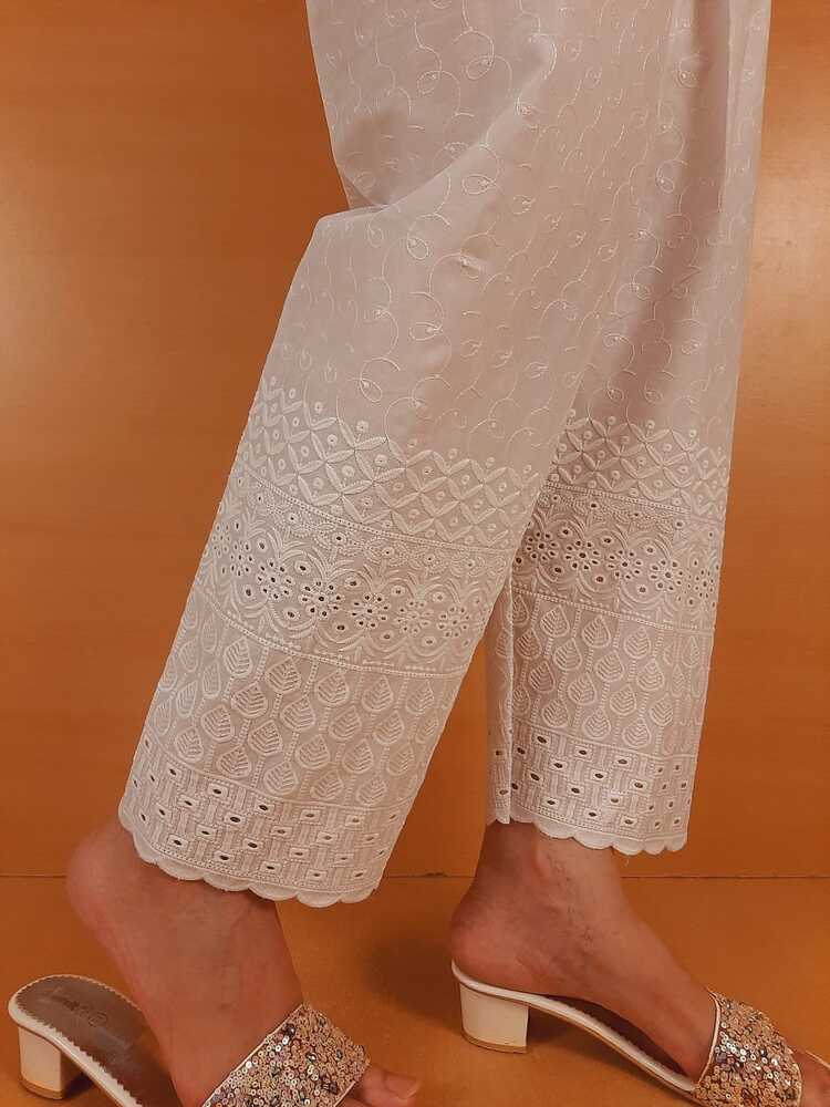 Chikankari Trouser - White - ZT462